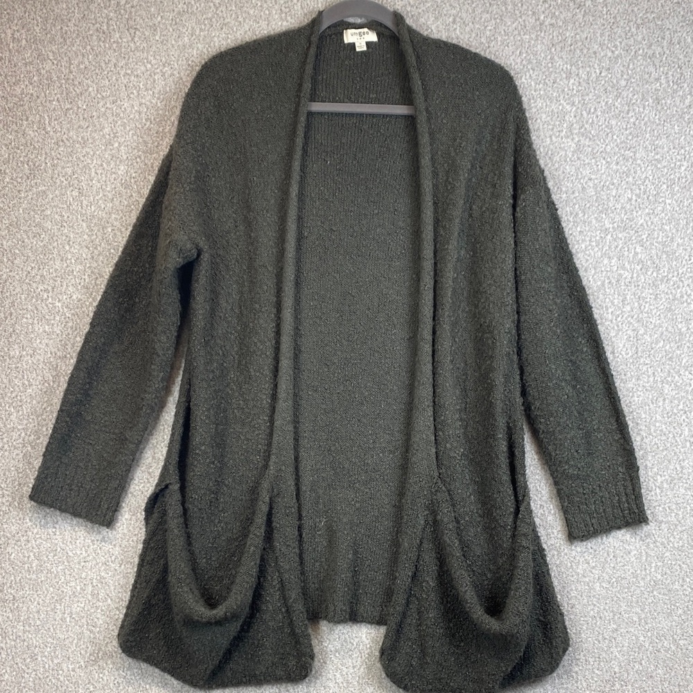 Umgee slouchy cardigan S green bumpy popcorn knit chunky long cozy oversized